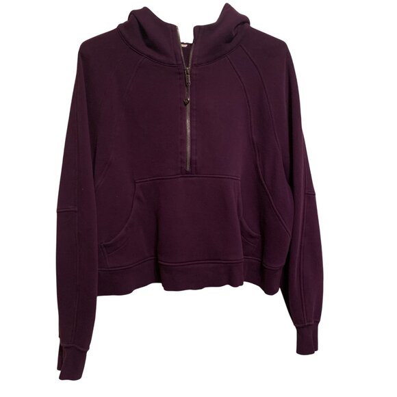 SOLD Lululemon Women's Scuba Hoodie Oversized Half-Zip Black Plum Sz M Cozy - Picture 3 of 6